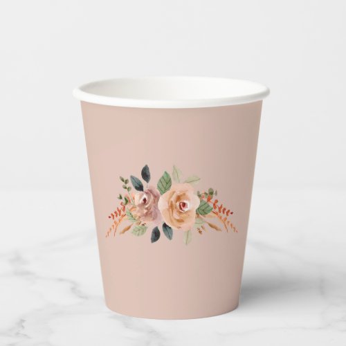 Paper Cups Boho Modern Florals beige pink  Paper Cups