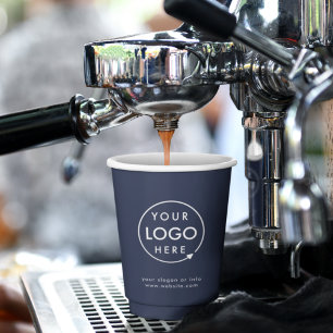 Paper Cups   Business Logo Modern Navy Blue