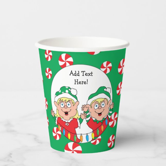Paper Cups "Happy Elves"  8 oz. (Front)