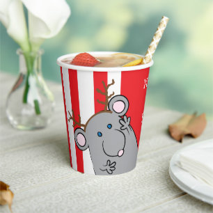 Paper Cups "Merry ChristMouse"  8 oz.