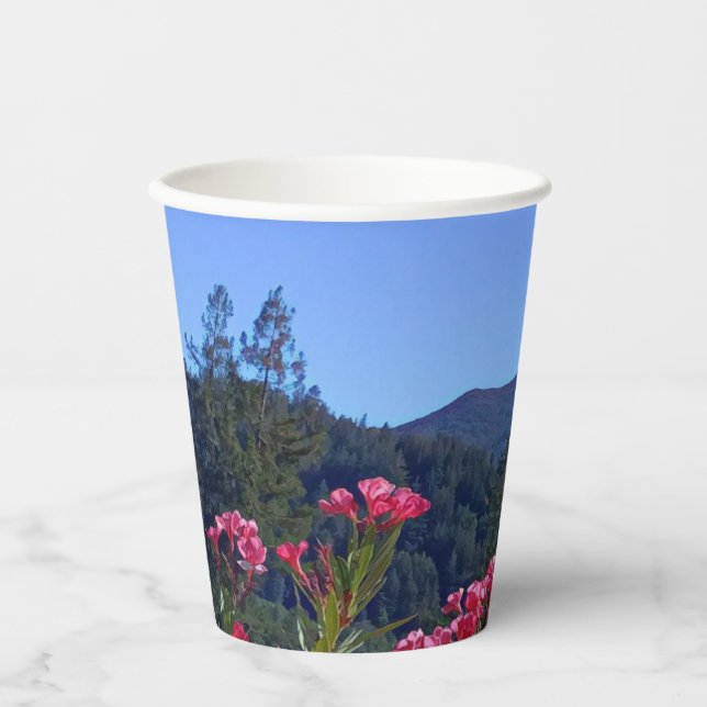 Paper cups Mt Tamalpais Pink Flowers (Front)