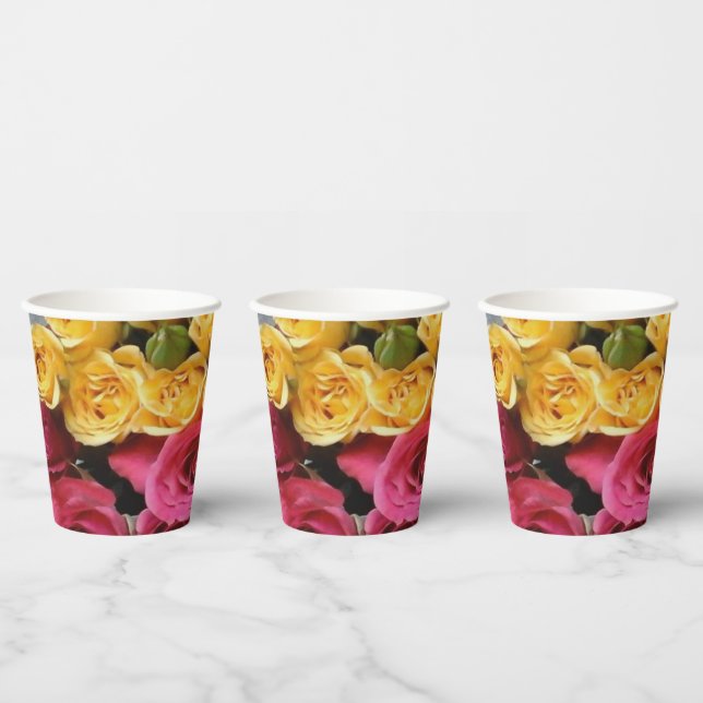 Paper cups Roses Yellow and Pink  (Multi)