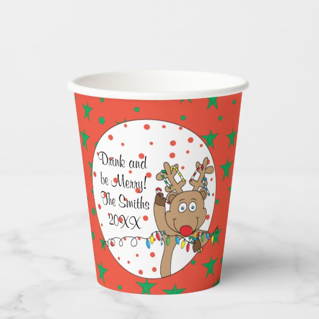 Paper Cups "The Happy Reindeer"  8 oz. (Front)