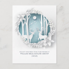 Paper Cut Christmas Composition Corporate Greeting Postcard