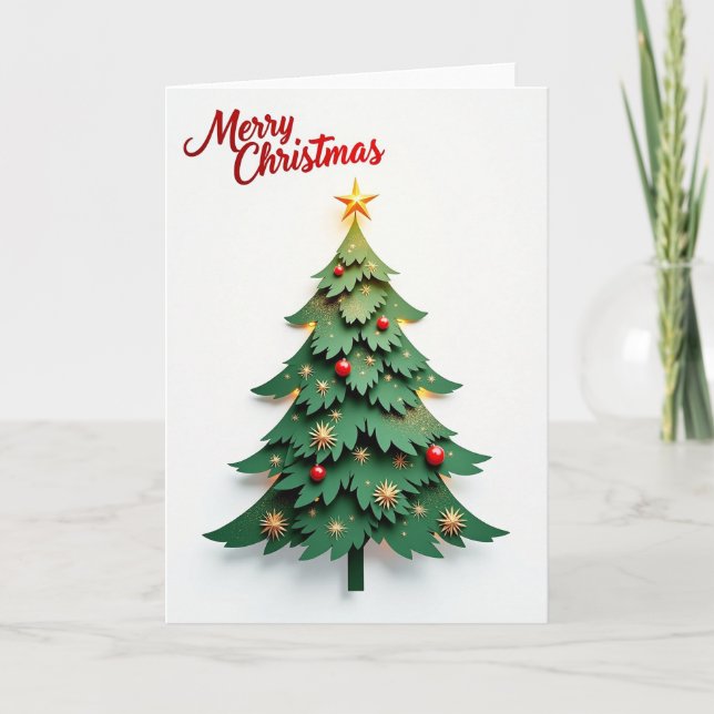 Paper Cut Christmas Tree Card (Front)