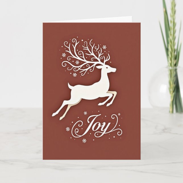 Paper Cut Deer Christmas Card (Front)