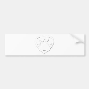 Paper Cut Dog Paw And Heart Shape Bumper Sticker