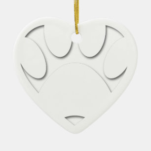 Paper Cut Dog Paw And Heart Shape Ceramic Ornament