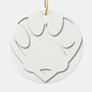 Paper Cut Dog Paw And Heart Shape Ceramic Ornament