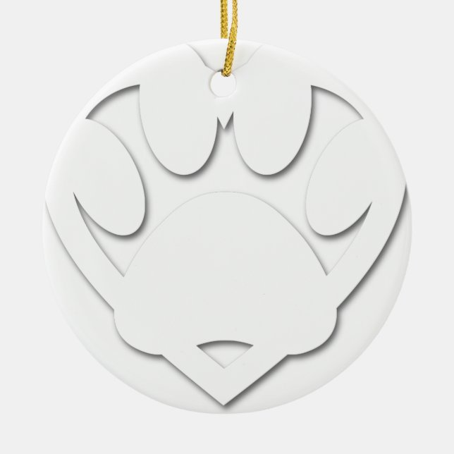 Paper Cut Dog Paw And Heart Shape Ceramic Ornament (Front)