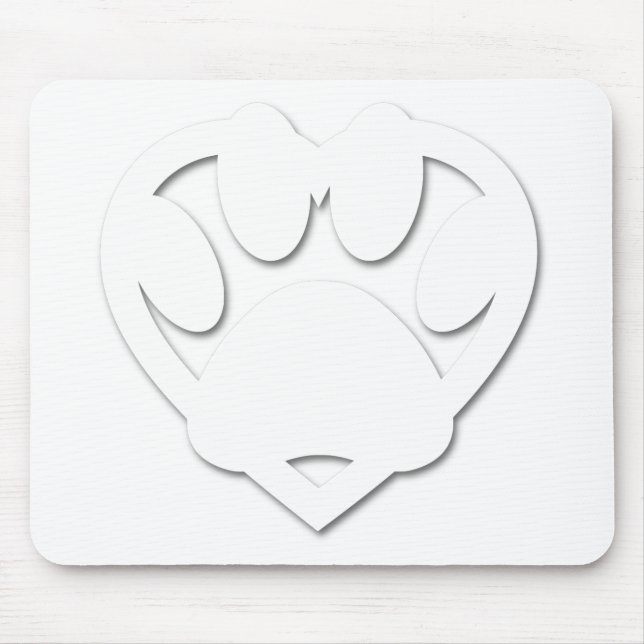 Paper Cut Dog Paw And Heart Shape Mouse Pad (Front)