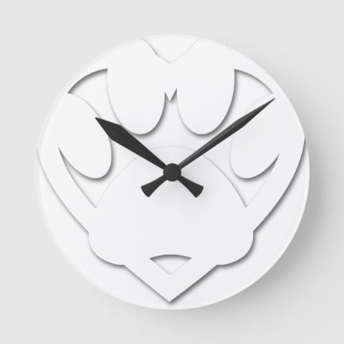 Paper Cut Dog Paw And Heart Shape Round Clock