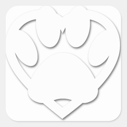 Paper Cut Dog Paw And Heart Shape Square Sticker