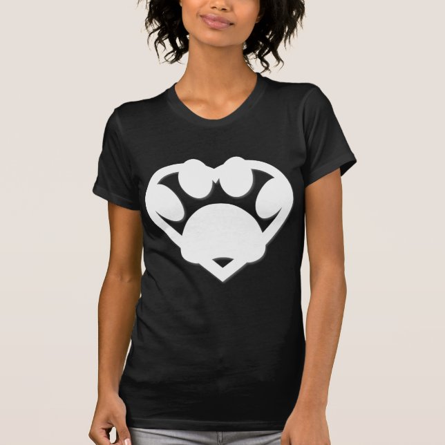 Paper Cut Dog Paw And Heart Shape T-Shirt (Front)