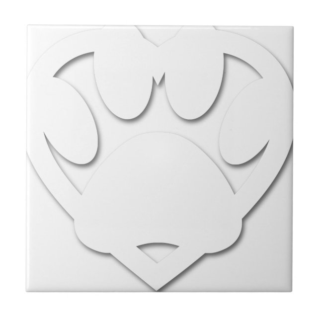 Paper Cut Dog Paw And Heart Shape Tile (Front)