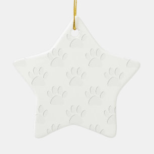 Paper Cut Dog Paw Pattern Ceramic Ornament