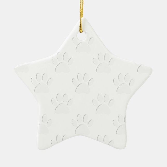 Paper Cut Dog Paw Pattern Ceramic Ornament (Front)