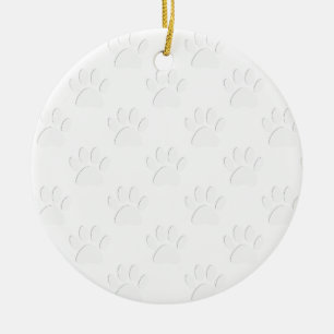 Paper Cut Dog Paw Pattern Ceramic Ornament