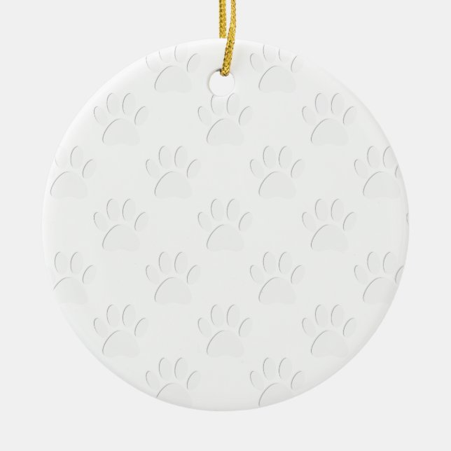 Paper Cut Dog Paw Pattern Ceramic Ornament (Front)