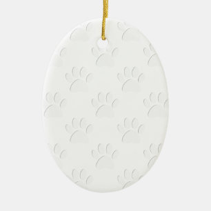 Paper Cut Dog Paw Pattern Ceramic Ornament