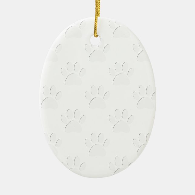 Paper Cut Dog Paw Pattern Ceramic Ornament (Front)