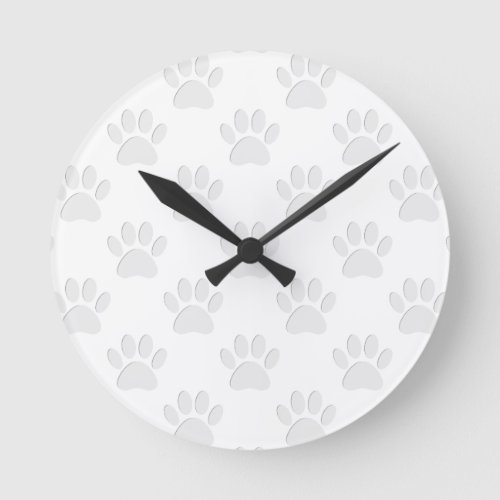 Paper Cut Dog Paw Pattern Round Clock
