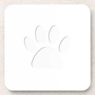 Paper Cut Dog Paw Print Beverage Coaster