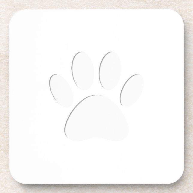 Paper Cut Dog Paw Print Beverage Coaster (Front)