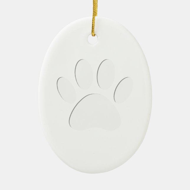 Paper Cut Dog Paw Print Ceramic Ornament (Front)