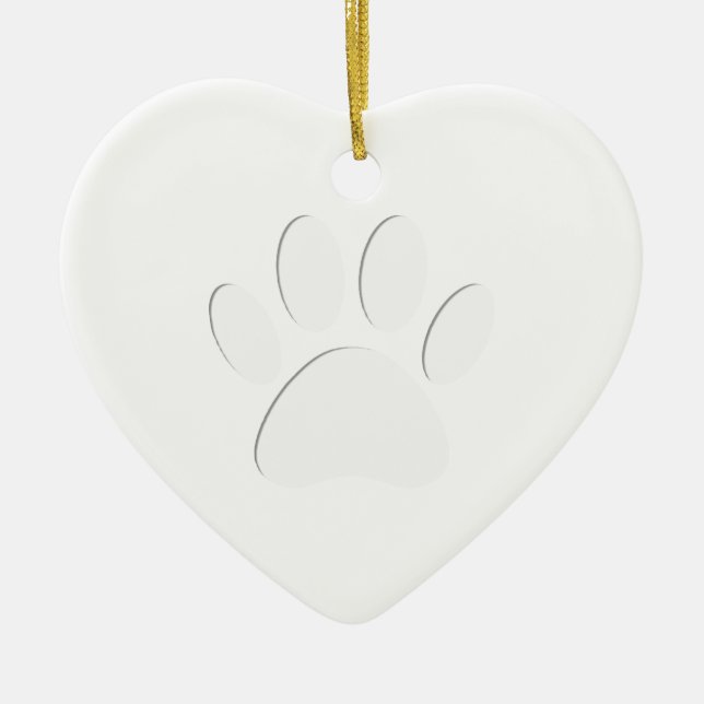 Paper Cut Dog Paw Print Ceramic Ornament (Front)