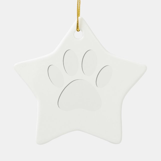 Paper Cut Dog Paw Print Ceramic Ornament (Front)