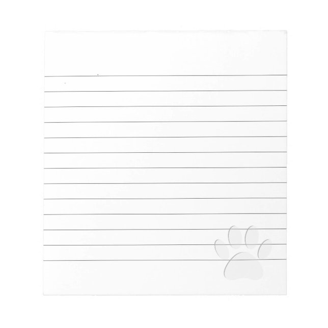 Paper Cut Dog Paw Print Lined Notepad (Front)