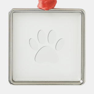 Paper Cut Dog Paw Print Metal Ornament