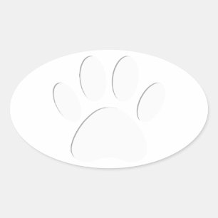 Paper Cut Dog Paw Print Oval Sticker