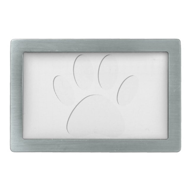 Paper Cut Dog Paw Print Rectangular Belt Buckle (Front)