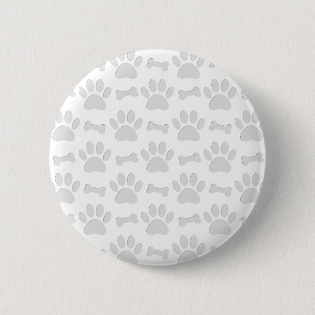 Paper Cut Dog Paws And Bones Pattern Button (Front)