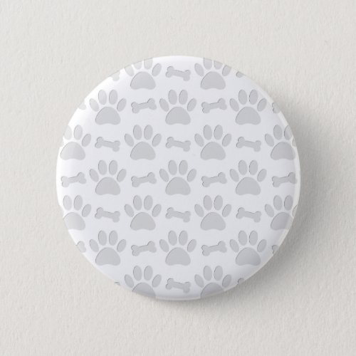 Paper Cut Dog Paws And Bones Pattern Button