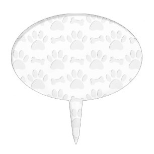 Paper Cut Dog Paws And Bones Pattern Cake Topper