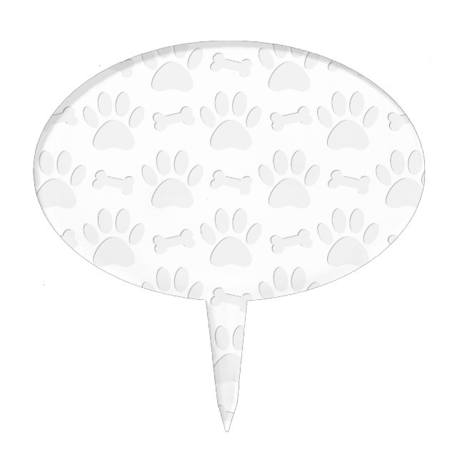 Paper Cut Dog Paws And Bones Pattern Cake Topper (Front)