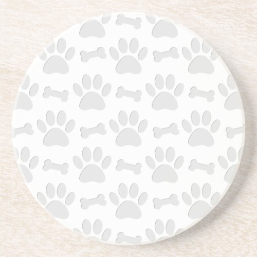 Paper Cut Dog Paws And Bones Pattern Coaster