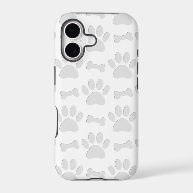 Paper Cut Dog Paws And Bones Pattern Iphone Case (Back)