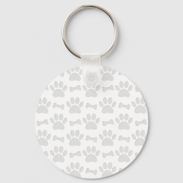 Paper Cut Dog Paws And Bones Pattern Keychain (Front)