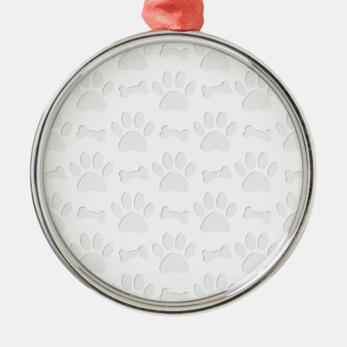 Paper Cut Dog Paws And Bones Pattern Metal Ornament