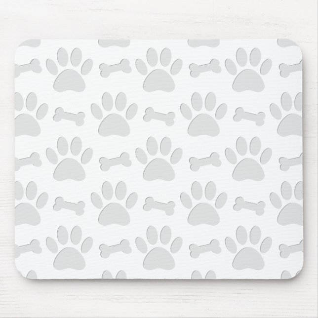 Paper Cut Dog Paws And Bones Pattern Mouse Pad (Front)