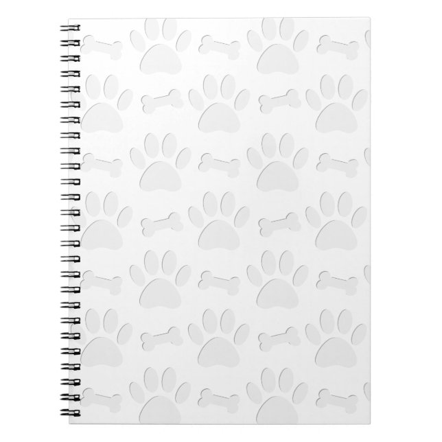 Paper Cut Dog Paws And Bones Pattern Notebook (Front)