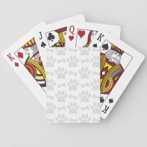 Paper Cut Dog Paws And Bones Pattern Poker Cards