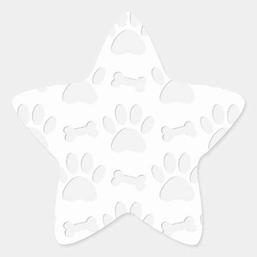 Paper Cut Dog Paws And Bones Pattern Star Sticker