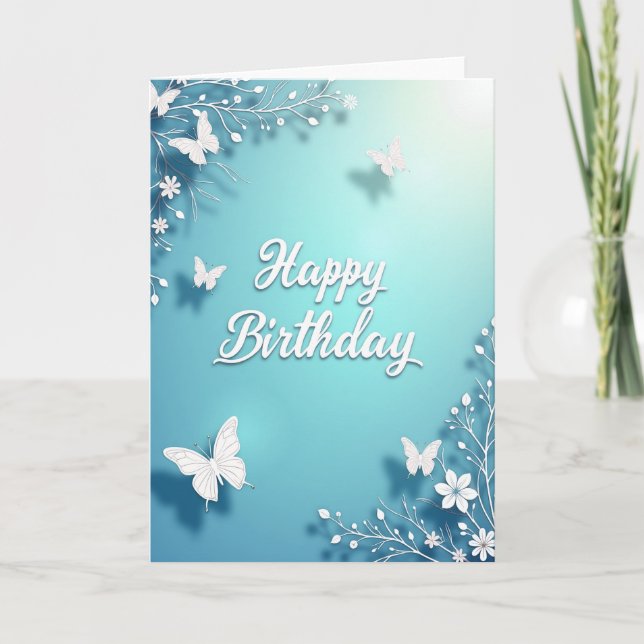 Paper Cut Floral Birthday Card (Front)