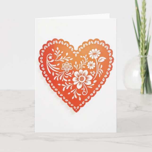 Paper Cut Floral Heart Card (Front)