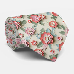 Paper Cut Floral Layer Pattern Neck Tie